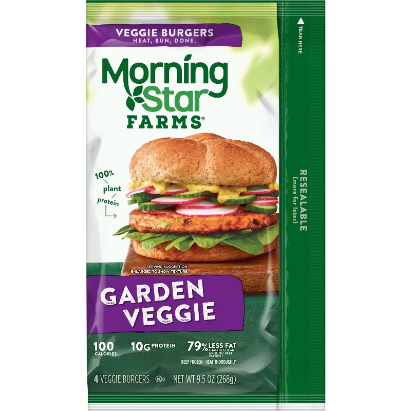 Morningstar Farms Garden Veggie Burger Patties - Frozen - 9.5oz/4ct, 4 of 9