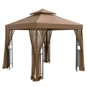 EAGLE PEAK 8'x8'Double Roof Outdoor Patio Gazebo with Mesh Netting - 1 of 4
