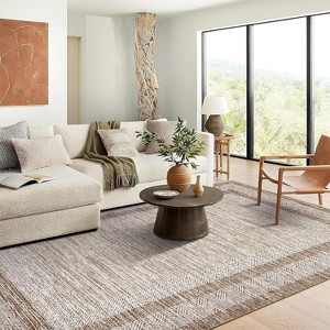 Modern Rug Thin Washable Non-Slip Geometric Border Low Pile Foldable Soft Non-Shedding Indoor Accent Carpet - 1 of 4