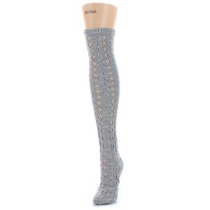 Memoi Linear Loop Chunky Knit Over The Knee Warm Socks Med Gray Heather One Size - 1 of 2