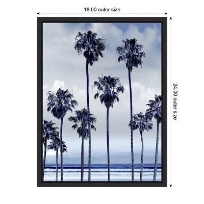 Indigo Beach Palms Framed Canvas Wall Art 18 x 24-in
