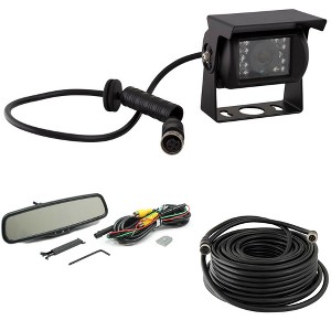 Rostra 250-8240 4.3” Lcd Dual Video Input Mirror With One-Touch With Ibeam Tecch Hanging Commerical Camera W/ Ir Led For Heavy Duty Applications 20... - 1 of 4