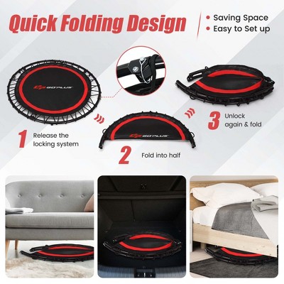 Red 40'' Foldable Fitness Trampoline with Adjustable Handle
