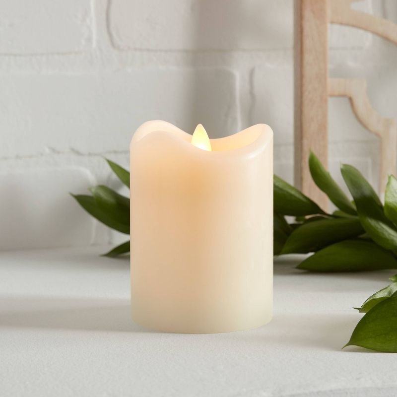 4&#34; x 3&#34; LED Flickering Flame Candle Cream - Threshold&#8482;, 3 of 9