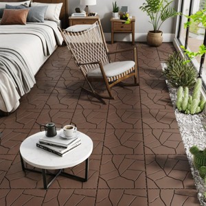 SEVOBAL 44 PCS Carpet Tiles 11.8"x11.8" Interlocking Wood-Plastic Composite Deck Tiles Waterproof Slip Resistant for Outdoor, Brown, - 1 of 4