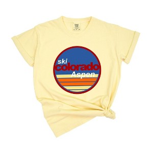 Simply Sage Market Women's Aspen Ski Resort Short Sleeve Garment Dyed Tee - 1 of 4