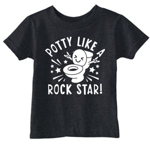 Toddler Funny T Shirts Potty Like A Rock Star Sarcastic Toilet Graphic Novelty Tee For Young Kids - Crazy Dog Toddler T Shirt - 1 of 4