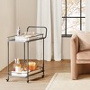 mDesign Metal Rectangle Rolling Food and Beverage Bar Cart with Glass Shelves, Black - 4 of 4