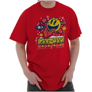 Ugly Christmas Pattern PACMAN Holiday Graphic T Shirt Men or Women Brisco Brands - 1 of 4
