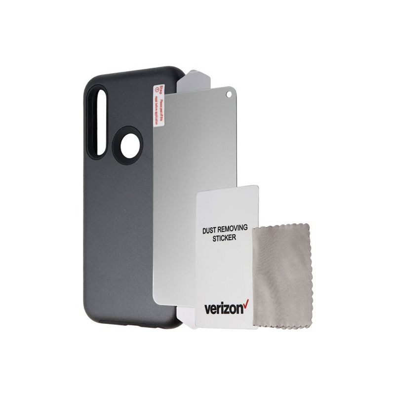 Verizon Rugged Case & Blue Light Screen Protector Bundle for moto g power - Black, 1 of 4