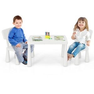 Tangkula Kids Table and 2 Chairs Set Children Play Activity Table Furniture Set Blue/Pink/White/Green - 1 of 4