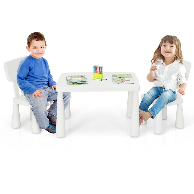 Tangkula Kids Table and 2 Chairs Set Children Play Activity Table Furniture Set Blue/Pink/White/Green, 1 of 9