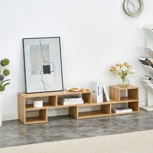 Cube TV Stand MDF Modular Open-Shelf Adjustable TV Stand with 6 Storage Compartments and Floor-Protecting Pads for Living Room - 1 of 4