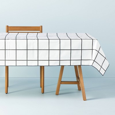 60"x84" Grid Lines Wipeable Oil-Cloth Rectangular Tablecloth Dark Gray/Cream - Hearth & Hand™ with Magnolia