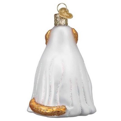 Halloween White and Orange Glass Dog Tree Topper