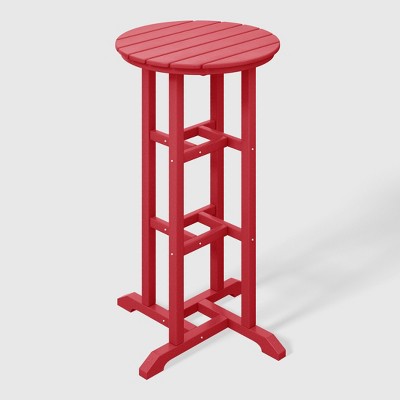 Red HDPE Outdoor Patio Bar Height Bistro Table, 42" Tall