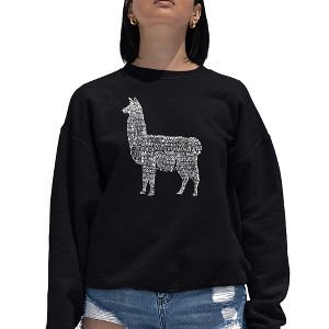 LA Pop Art Women's Word Art Crewneck Sweatshirt - Llama Mama - 1 of 4