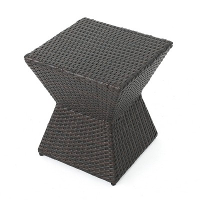 Christopher Knight Home Calhoun Outdoor Wicker Geometric Side Table, Multibrown