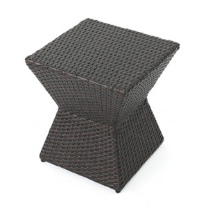 Christopher Knight Home Calhoun Outdoor Wicker Geometric Side Table, Multibrown - 1 of 4