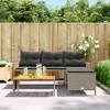 vidaXL Patio Sofa with Table and Cushions L-Shaped Gray Poly Rattan - 3 of 4