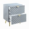 Gulches Modern Glam Nightstand with High Gloss Gray Finish, 2 Storage Drawers & Gold Metal Legs, 1pc Wooden Bedside Table - 4 of 4