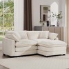 2-Seater Corduroy Mid-Century Modern L-Shaped Sofa with Footrest and Cloud-Like Comfort for Living Room - 2 of 4