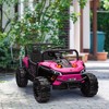 Qaba 12V Ride On Truck, 3.7 MPH Battery Powered Electric Car for Kids w/ Remote Control, 4-Wheel Suspension, Lights, Horn & Music, Pink - 2 of 4