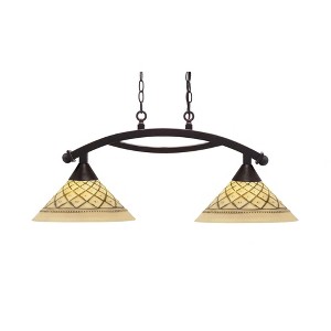 Toltec Lighting Bow 2 - Light Island Pendant Light in  Dark Granite with 12" Chocolate Icing Shade - 1 of 1