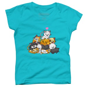 Girl's Design By Humans Cat Cute Pile Cats Anime Kawaii Neko Gift Women Girls By MiuMiuShop T-Shirt - 1 of 3
