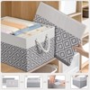 Aoibox Collapsible Storage Bins 3 Pack with Rope Handles Large Fabric Baskets for Organizing Books Clothes White Grey - 4 of 4