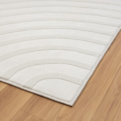 Cream Geometric 6' x 9' Stain-Resistant Synthetic Area Rug