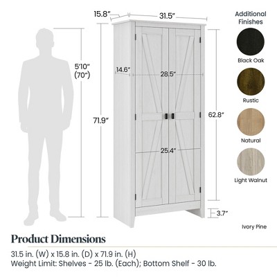 Rustic Gray Barn-Style Storage Cabinet with Adjustable Shelves