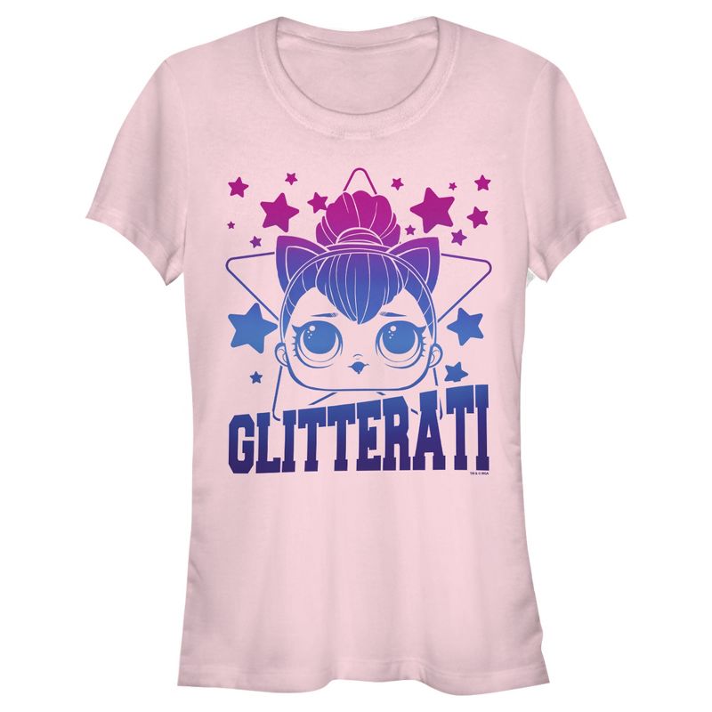 Juniors Womens L.O.L Surprise Kitty Queen Glitterati T-Shirt, 1 of 4
