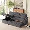 83.5" Convertible Sleeper Sofa with Storage Recliner & Cup Holder, Polyester Fabric (Space-Saving Design) - 2 of 4
