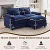 HYLEORY 78 in. Chenille Fabric 3 seat Sectional Sofa with Ottoman - 2 of 4