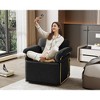 Lyngins Square Swivel Accent Chairs with Pillow and Armrest,Upholstered Swivel Reading Chairs,Polyester Barrel Chairs for Bedroom,Living Room - 2 of 4