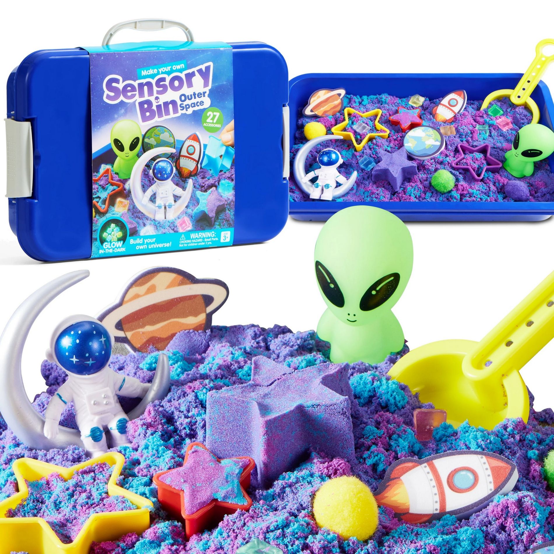 Joyfy Creative Sensory Bin Toys for Kids - Space Themed DIY Art Kit, Play Sand Toy Ideal Birthday Gifts for Boys Girls Age 3+