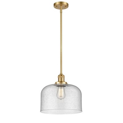 Bell - 1 Light Stem Hung Mini Pendant In Industrial Style-13 Inches Tall and 12 Inches Wide