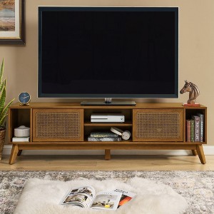 Bella Depot 67.9''W Mid Century Modern Rattan TV Stand for TVs up to 75" - 1 of 4