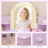 Kids Vanity with Lighted Mirror, 2 in 1 Little Girls Vanity Table & Stool, Kids Makeup with Bookshelf, Drawer & Open Shelves for 3-9 Yrs Girls - 3 of 4