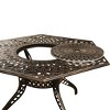 63" Contemporary Modern Mesh Lattice Aluminum Hexagon Patio Dining Table with Lazy Susan - Bronze - Oakland Living - 2 of 3