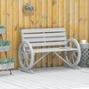 Outsunny Wooden Wagon Wheel Bench Rustic Outdoor Patio Furniture, 2-Person Seat Bench with Backrest - 3 of 4