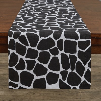 Split P Giraffe Printed Table Runner - 72''L - Black