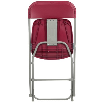 Red and Gray 18 Gauge Steel Stackable Folding Chairs - 10 Pack