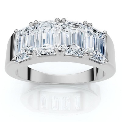 Pompeii3 2 1/4Ct Tetrad Diamond Ring Emerald Cut Anniversary Band 14k Gold/Pt Lab Created