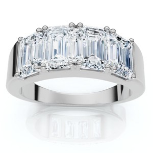 Pompeii3 2 1/4Ct Tetrad Diamond Ring Emerald Cut Anniversary Band 14k Gold/Pt Lab Created - 1 of 4