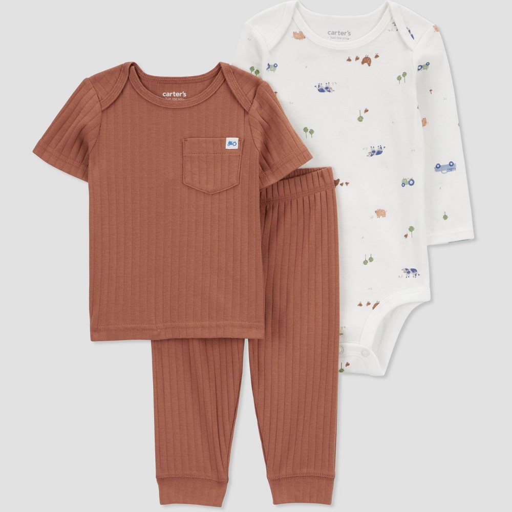 Carter's Just One You® Baby Boys' Farm Top & Bottom Set - Brown Newborn