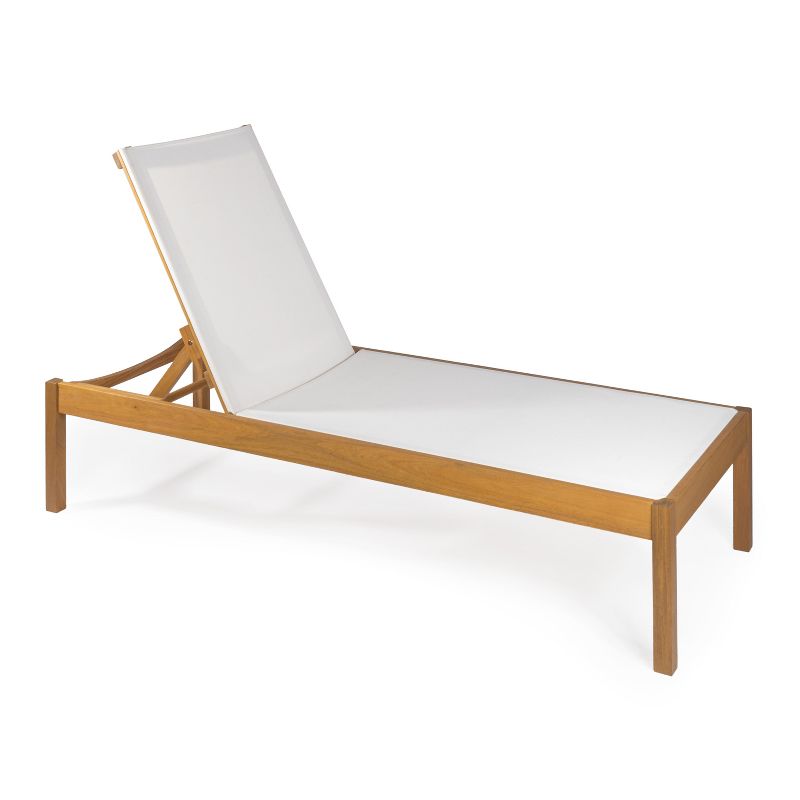 Lagunan 77.56"x26.38" Modern Minimalist Adjustable Acacia Wood Chaise Outdoor Lounge Chair - JONATHAN Y, 1 of 11