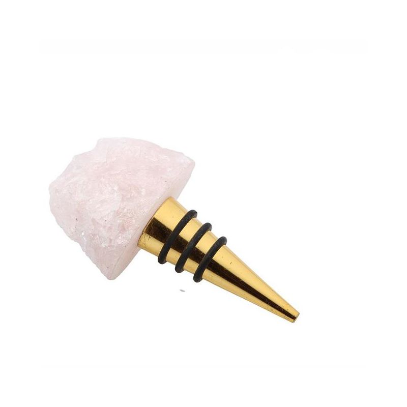 Classic Touch Bottle Stopper with Pink Agate Stone, 3.75", 1 of 4