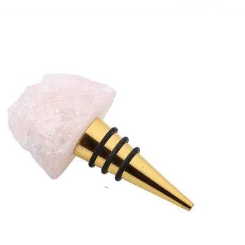 Classic Touch Bottle Stopper with Pink Agate Stone, 3.75"